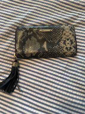Stella & Dot Snake-Print Zip Around Wallet with Tassel